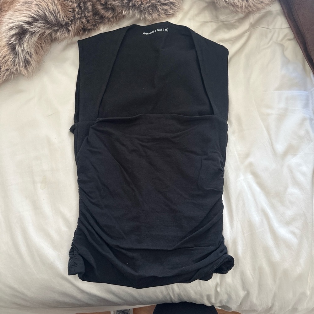 Abercrombie & Fitch Black Sleeveless Ruched Tank Top